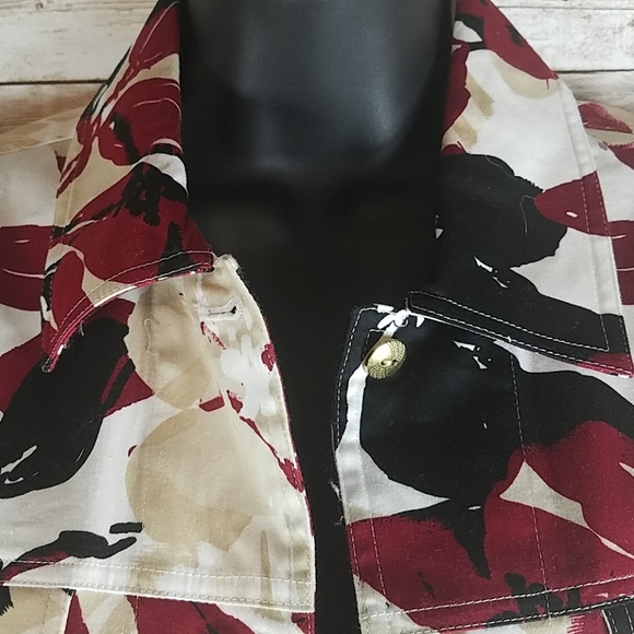 Draper's & Damon's, 0205, Red, black Floral Jacket, Sz M - Picture 5 of 8